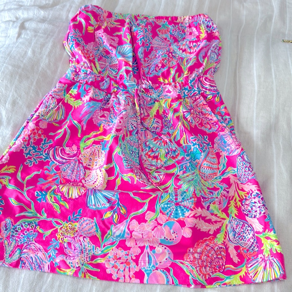 Lilly drawstring strapless dress